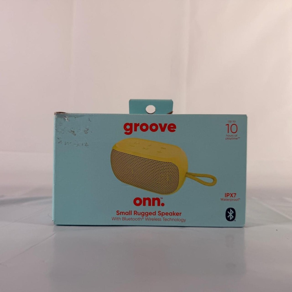 Onn Groove Small Rugged Portable Bluetooth Speaker Yellow New In Box